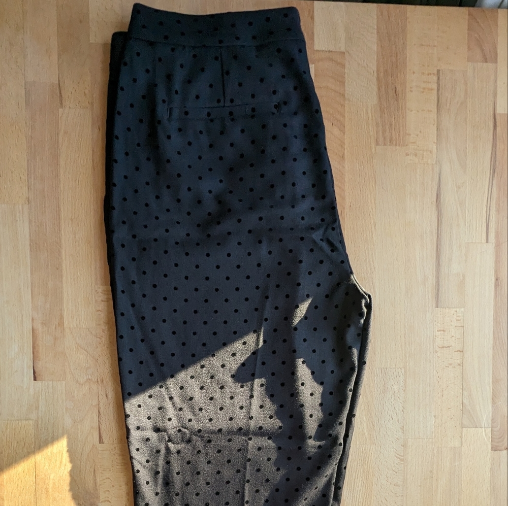 NWT Banana Republic Factory Black Pants With Polka Dots size 10 ankle length